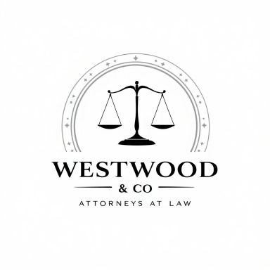 Logo of Westwood & Co, featuring a balance scale and the text "Attorneys at Law."
