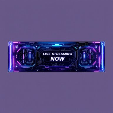 Colorful banner featuring the text "LIVE STREAMING NOW" with a futuristic design.